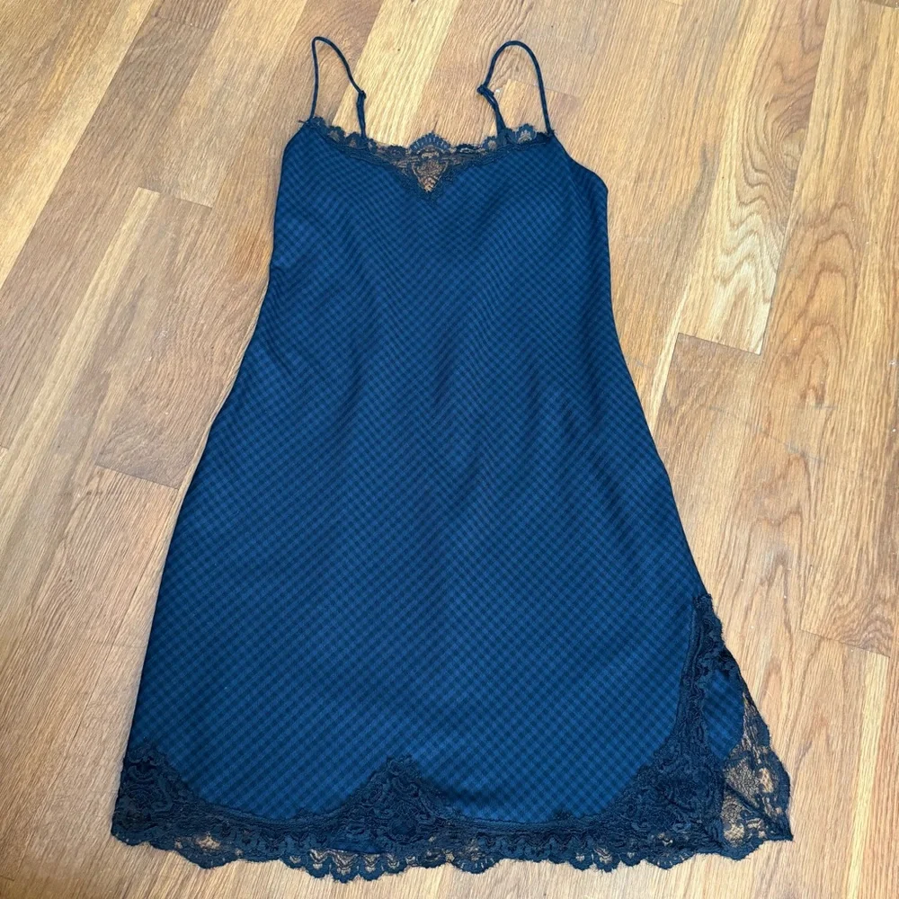 Zara Navy and Black Lace Trim Babydoll Dress - S - Picture 1 of 6